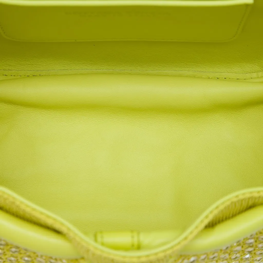 Bottega Veneta Small Beaded Crochet Knit and Leather Beak Crossbody Green Very good - Model View