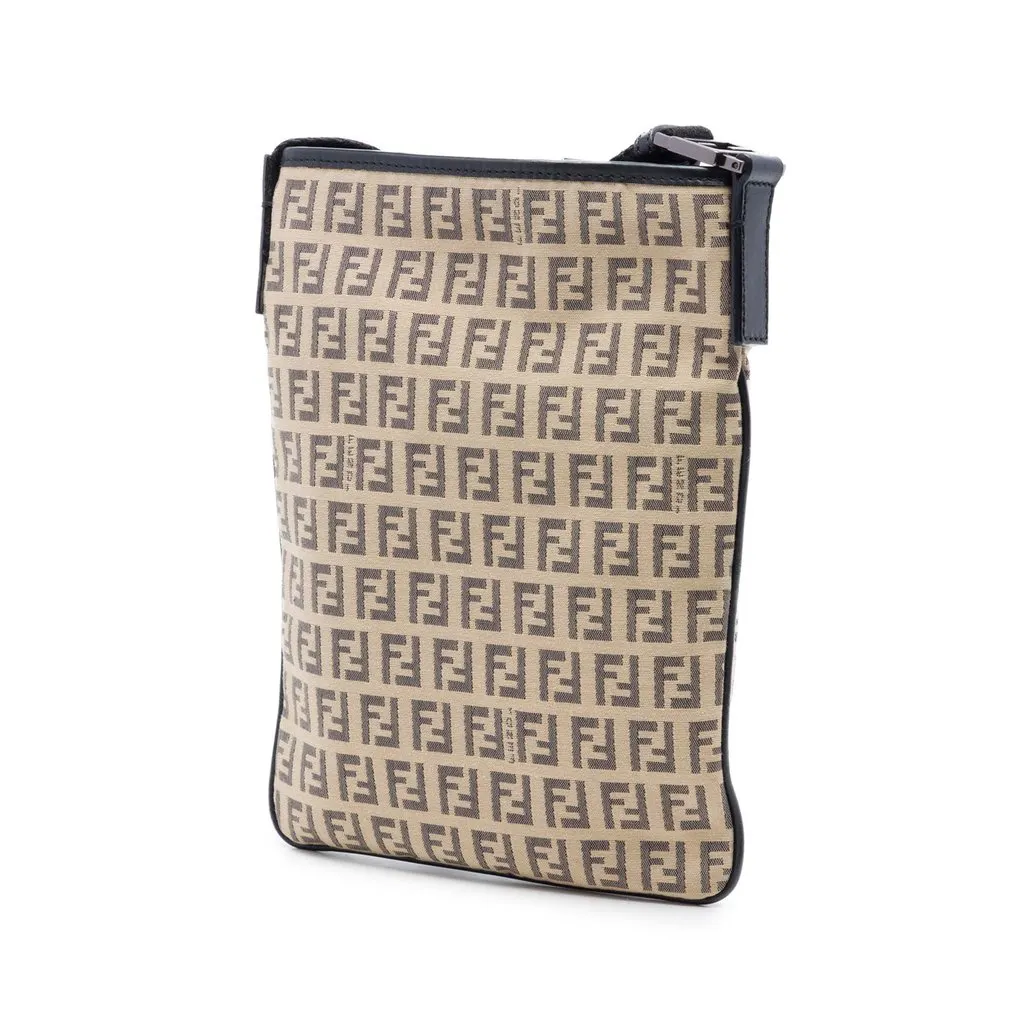Fendi Zucchino Canvas Crossbody Beige Very good - Back View