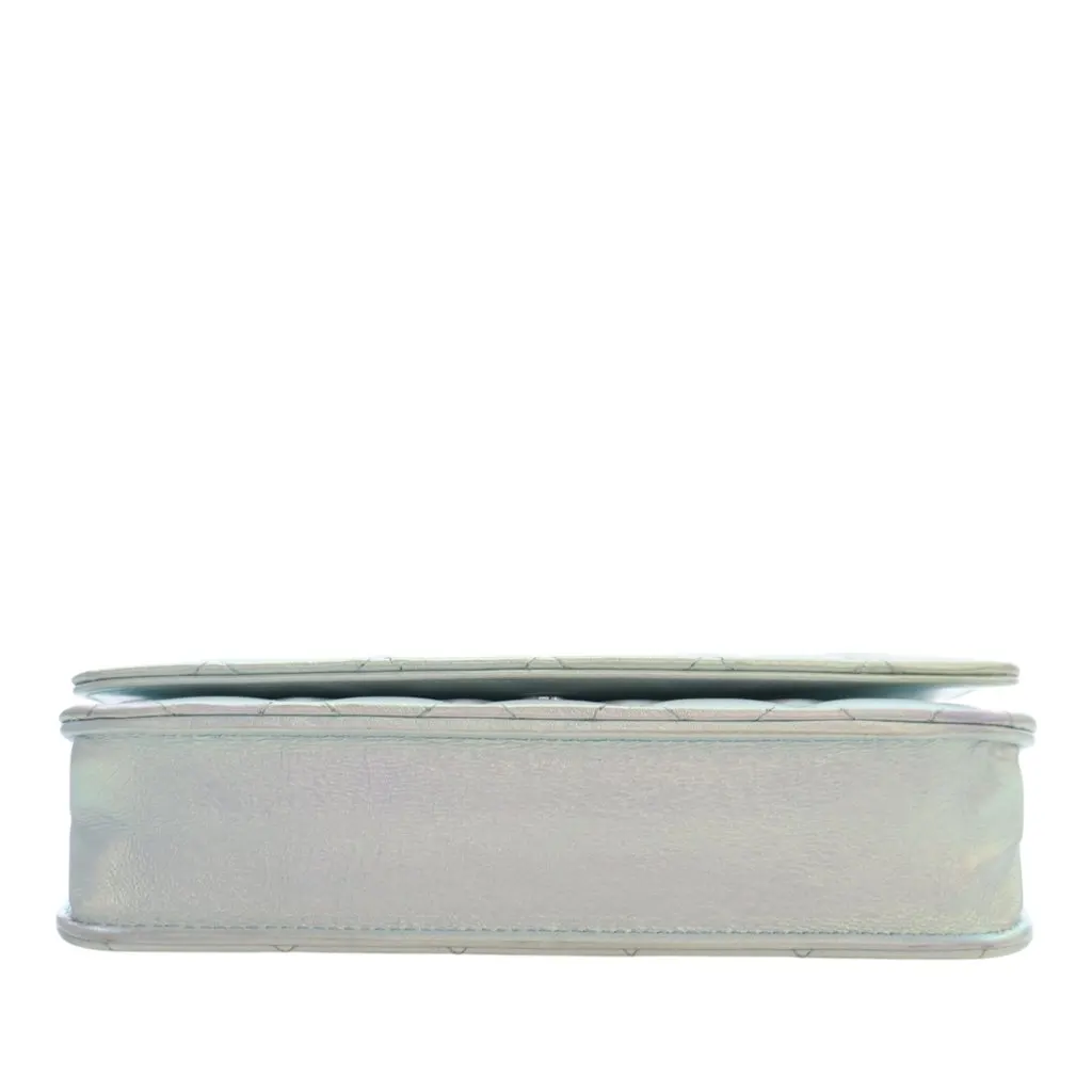 Chanel CC Quilted Iridescent Lambskin Wallet on Chain White Leather Very good - Box View