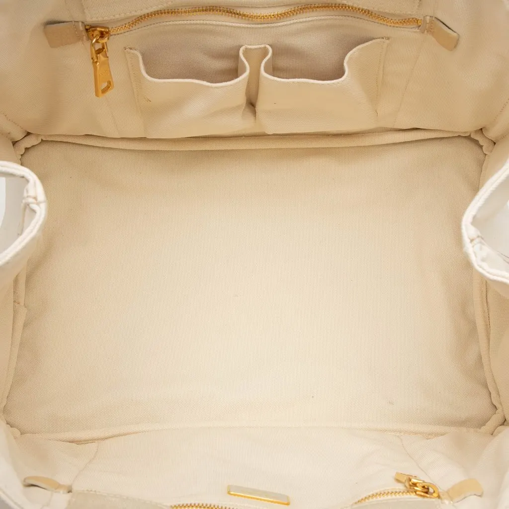 Prada Large Canvas Canapa Logo Tote White Canvas Very good - Model View