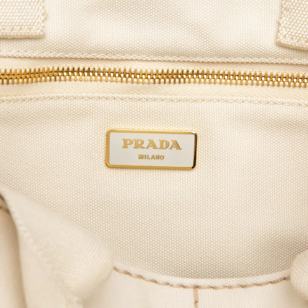 Prada Large Canvas Canapa Logo Tote White Canvas Very good - Box View