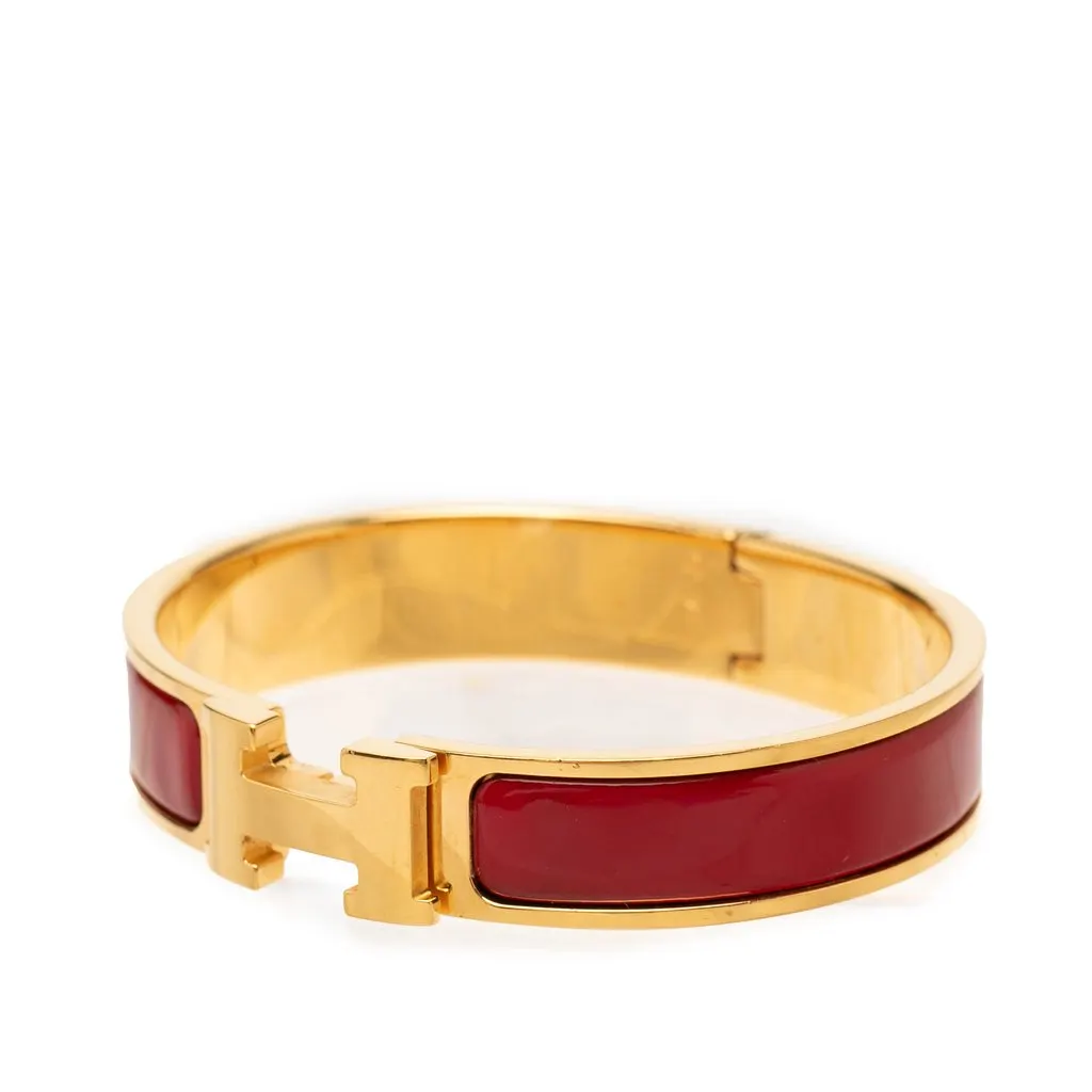 Hermès Narrow Enamel Clic H Bracelet PM Red Very good - Back View
