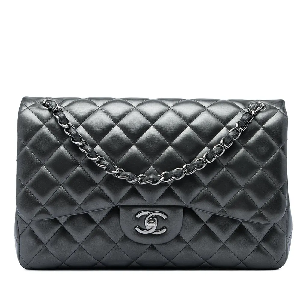 Chanel Jumbo Classic Metallic Lambskin Double Flap MultiColor Leather Very good - Front View