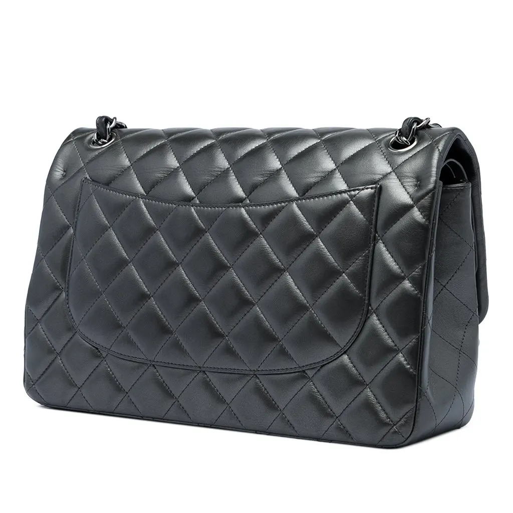 Chanel Jumbo Classic Metallic Lambskin Double Flap MultiColor Leather Very good - Back View