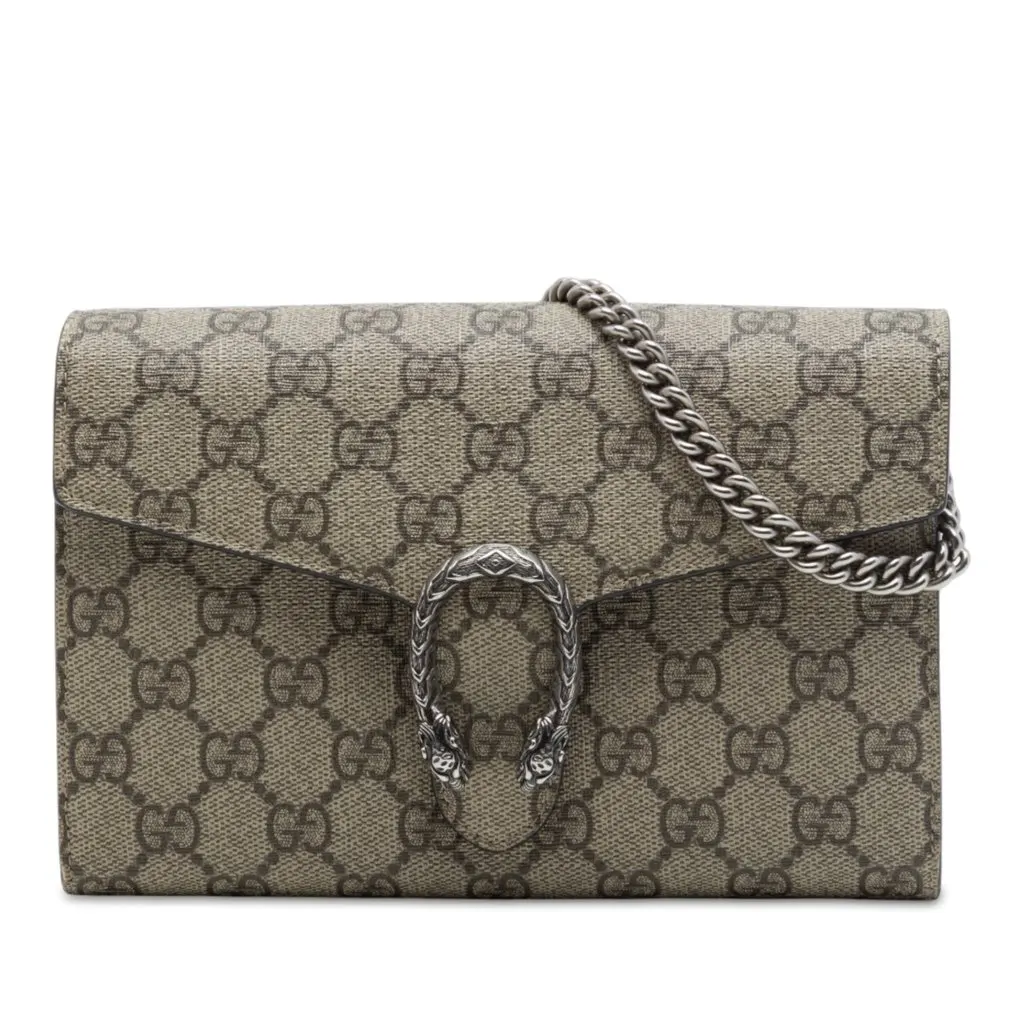 Gucci GG Supreme Dionysus Wallet on Chain Beige Very good - Front View