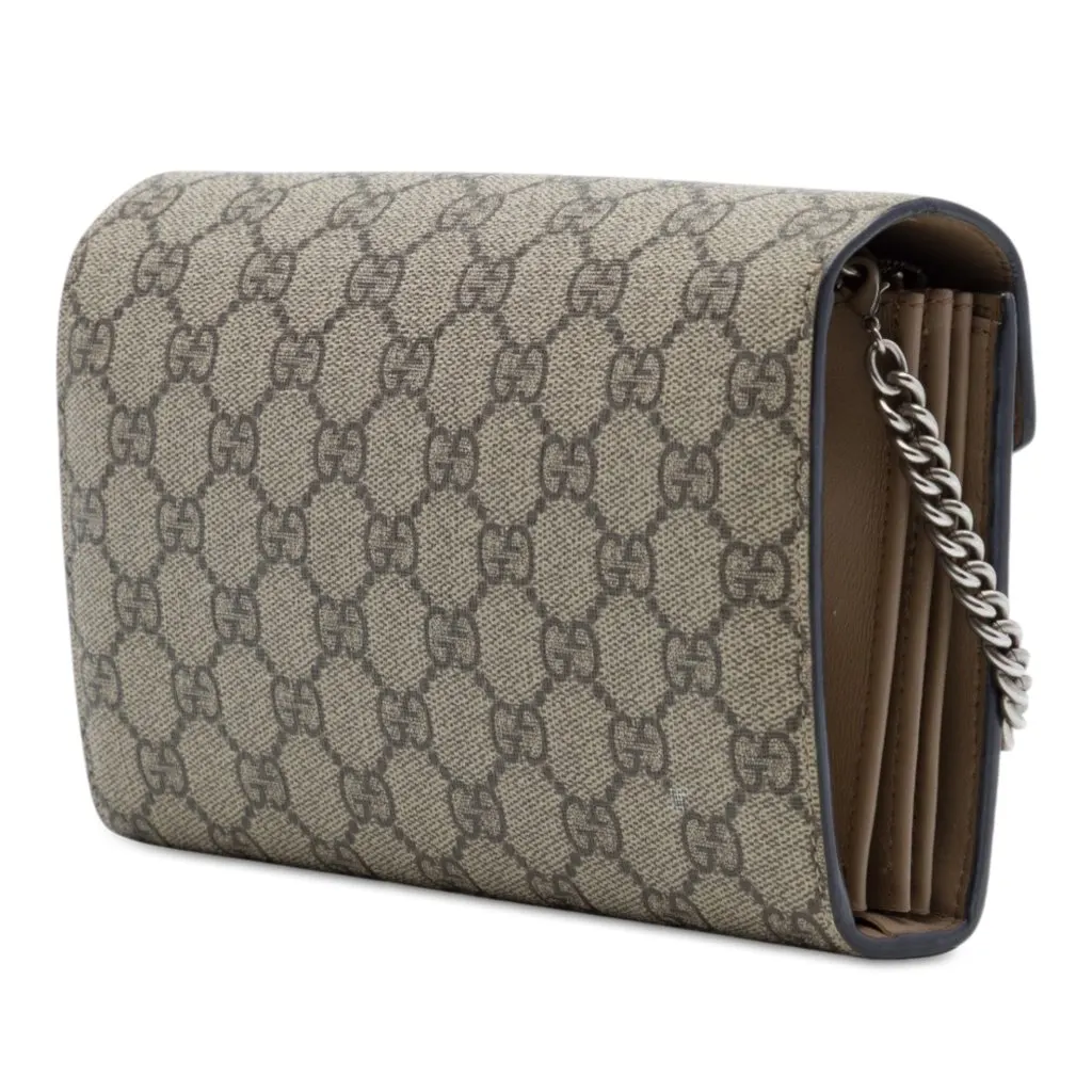 Gucci GG Supreme Dionysus Wallet on Chain Beige Very good - Back View