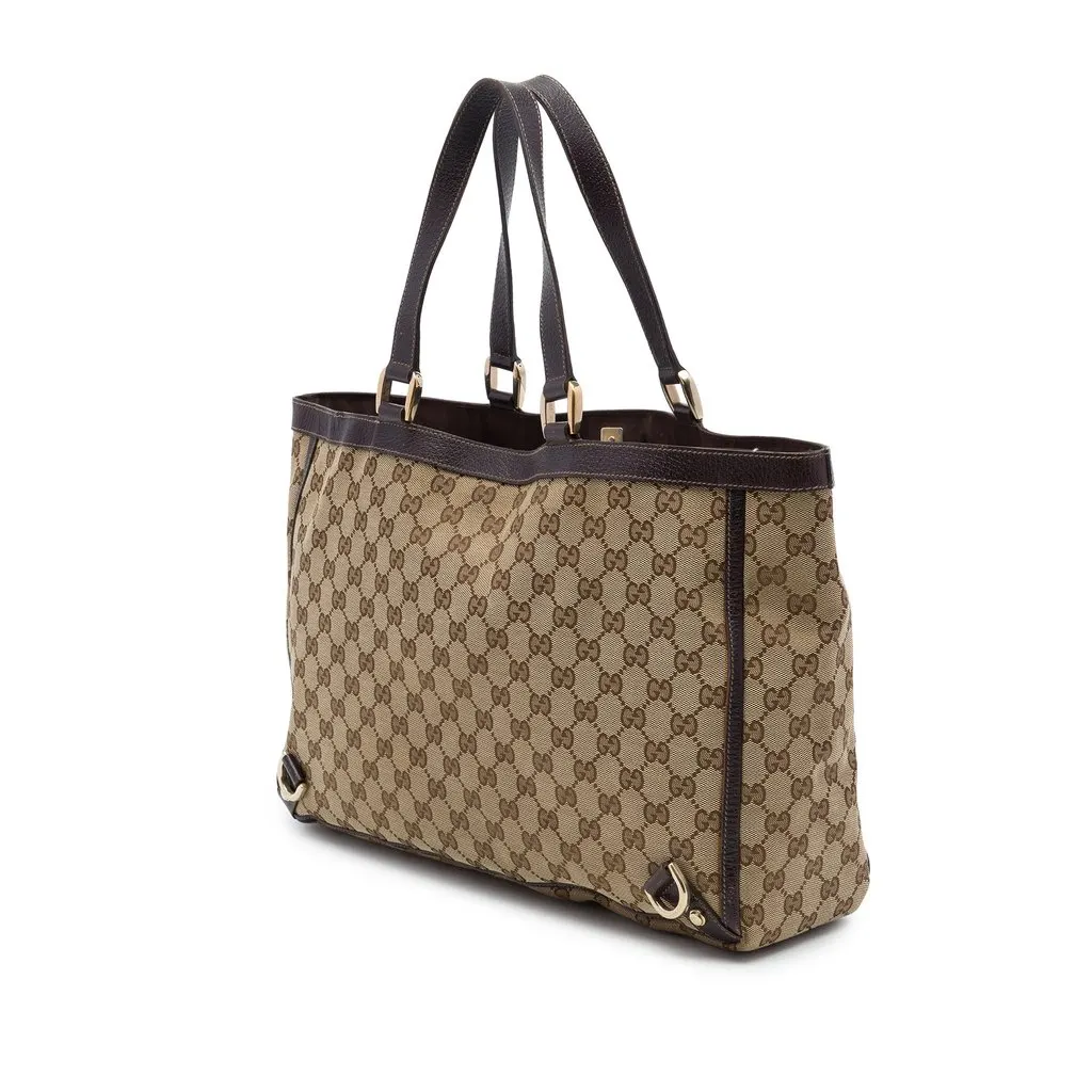 Gucci GG Canvas Abbey D Ring Tote Beige Canvas Very good - Back View