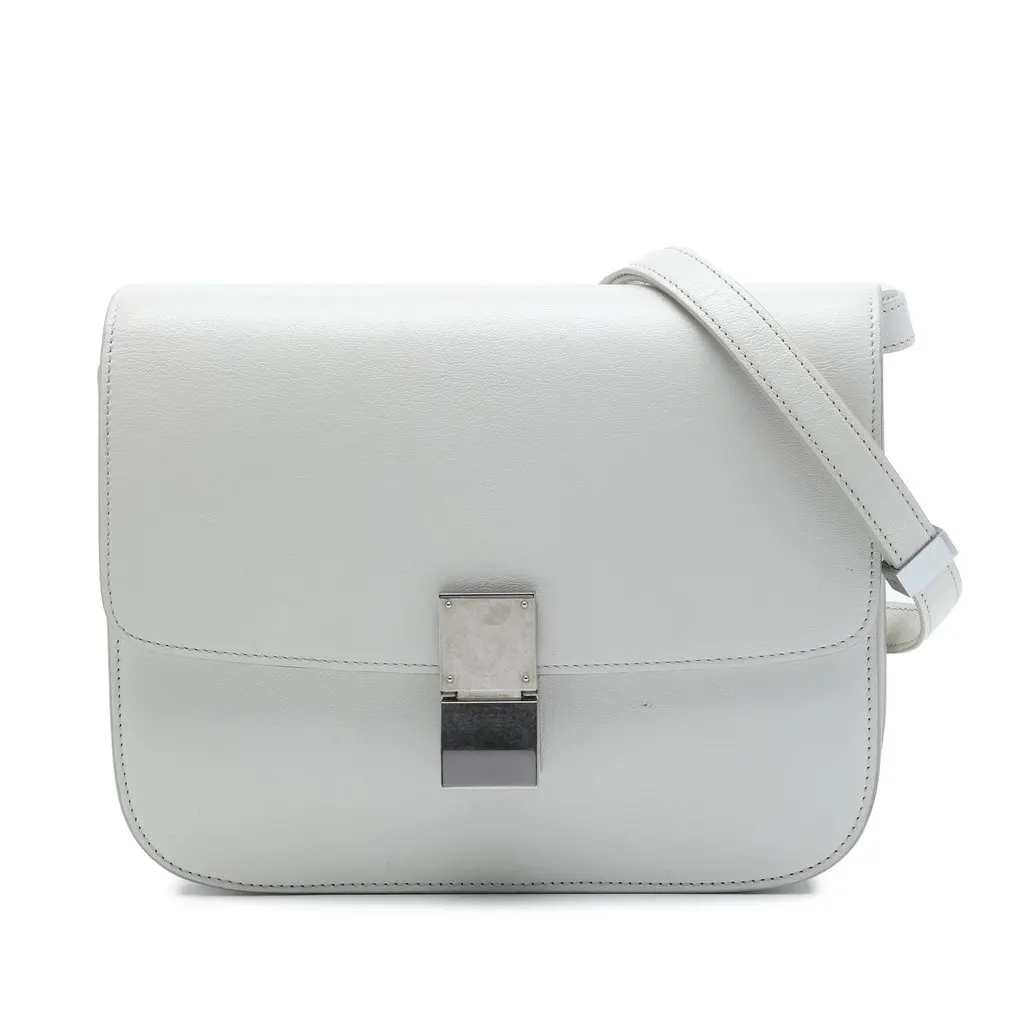Celine Medium Calfskin Classic Box White Leather Very good - Front View