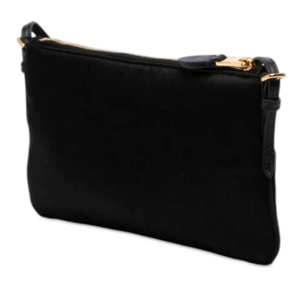 Miu Miu Crystal Embellished Satin Shoulder Bag Black Very good - Back View