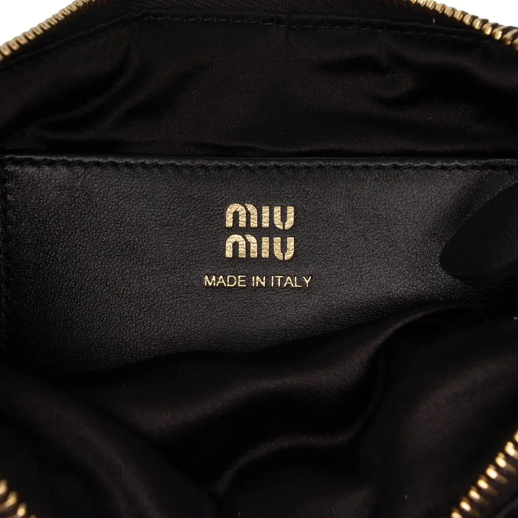 Miu Miu Crystal Embellished Satin Shoulder Bag Black Very good - Box View