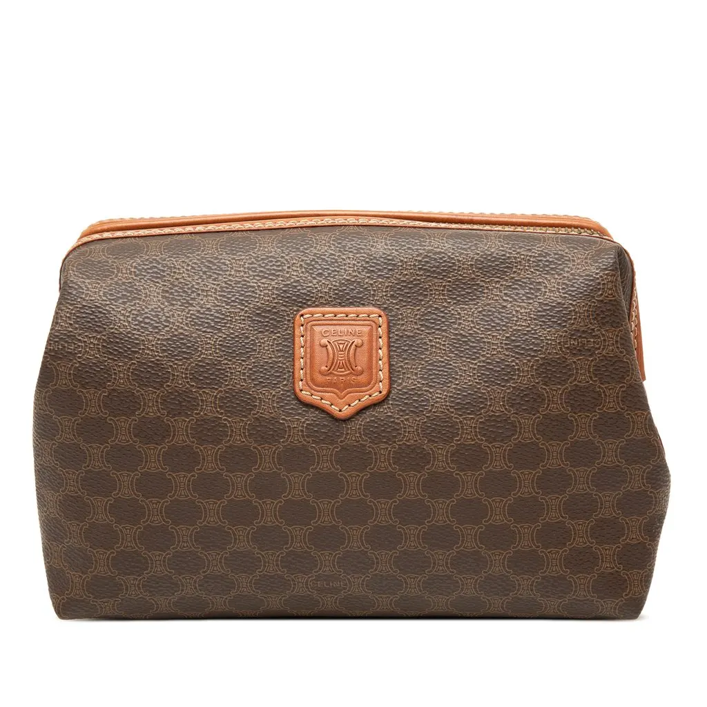 Celine Macadam Coated Canvas Pouch Brown Very good - Front View