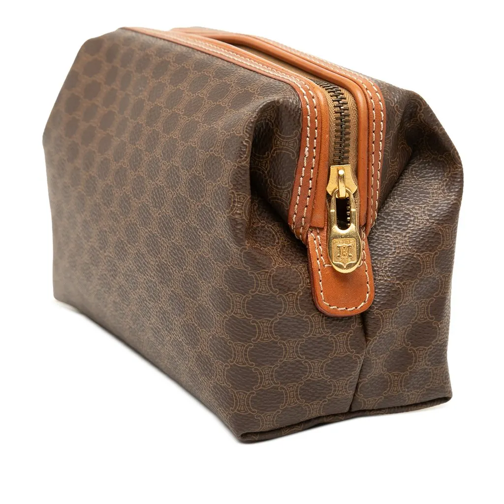 Celine Macadam Coated Canvas Pouch Brown Very good - Back View