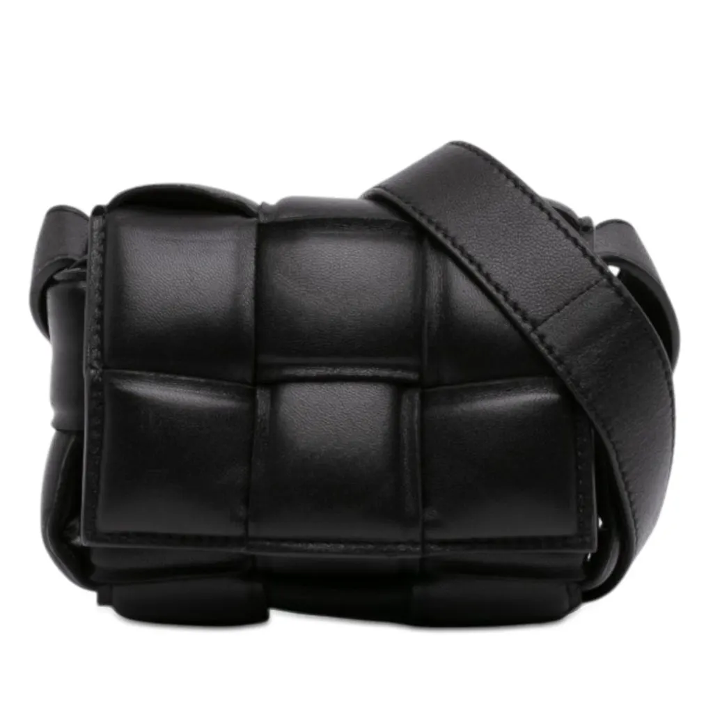 Bottega Veneta Candy Nappa Intrecciato Padded Cassette Crossbody Black Leather Very good - Front View