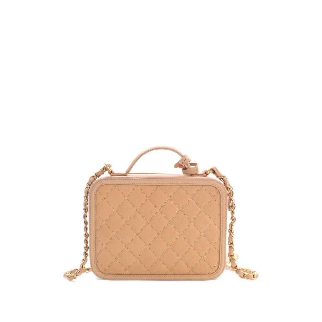 Chanel Medium Caviar CC Filigree Vanity Case Beige Leather Very good - Back View