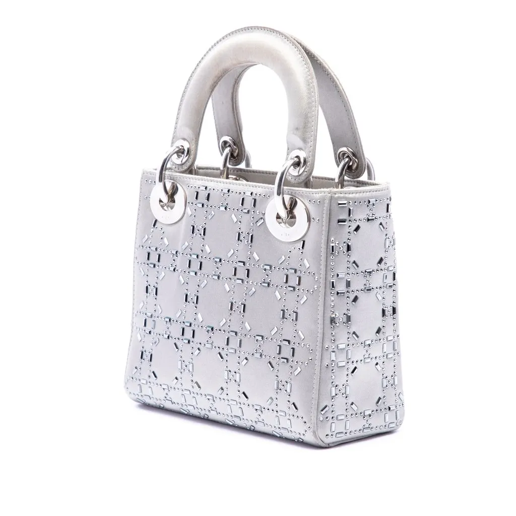 Dior Mini Satin Cannage Crystal Embellished Lady Dior MultiColor Very good - Back View