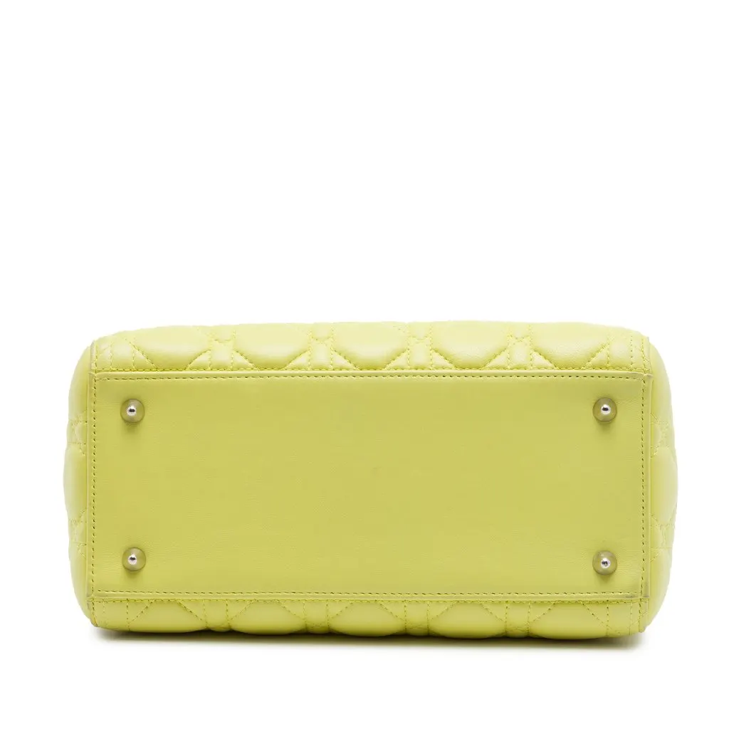Dior Medium Lambskin Cannage Lady Dior Yellow Leather Very good - Inside View