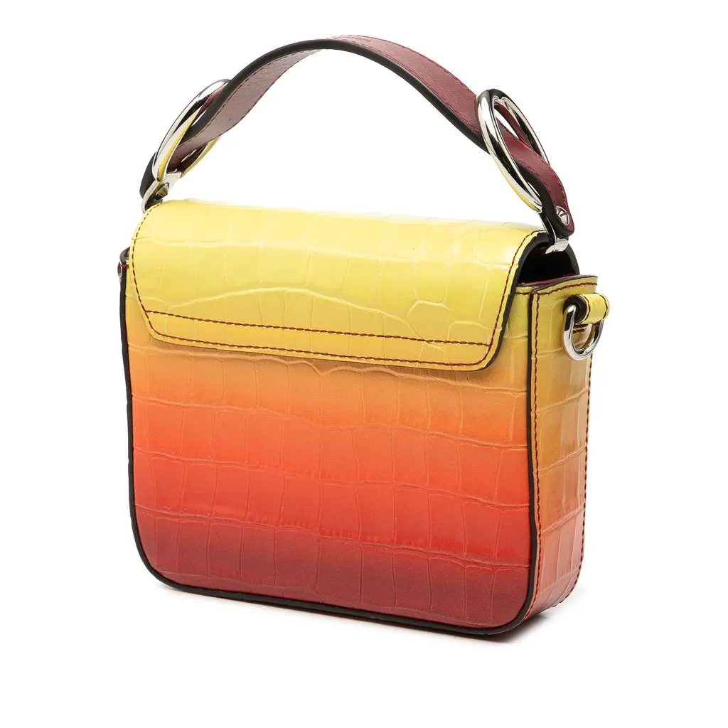 Chloé Mini Croc Embossed Ombre Calfskin C Satchel Yellow Leather Very good - Back View