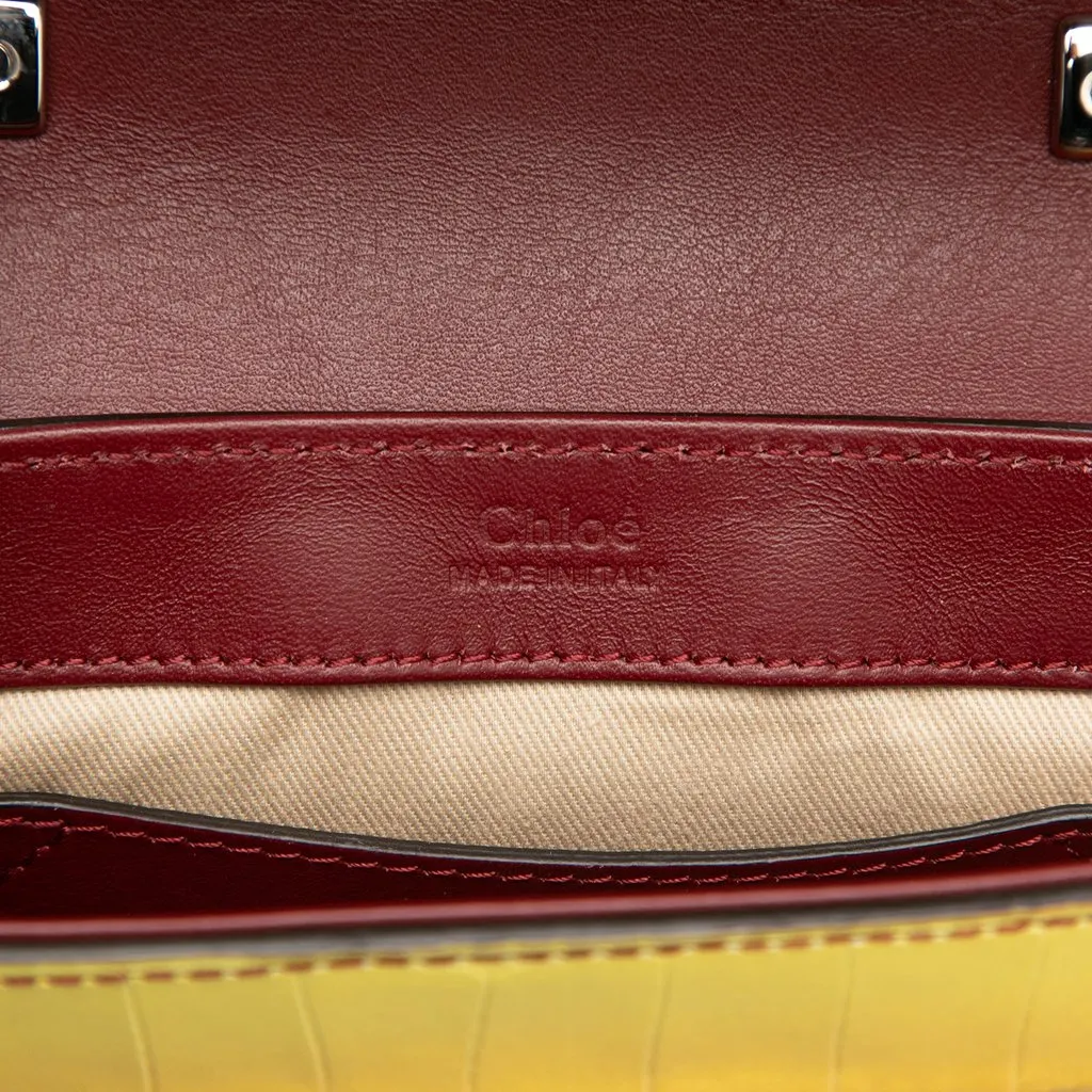 Chloé Mini Croc Embossed Ombre Calfskin C Satchel Yellow Leather Very good - Box View