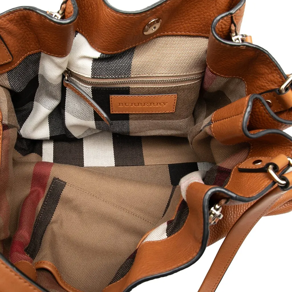 Burberry Medium Leather and House Check Canvas Maidstone Satchel Brown Leather Very good - Model View