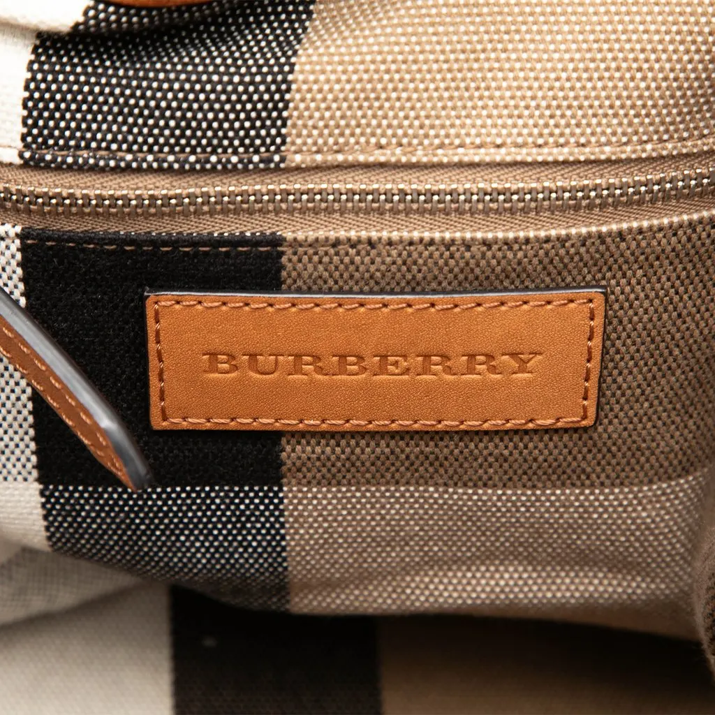 Burberry Medium Leather and House Check Canvas Maidstone Satchel Brown Leather Very good - Box View