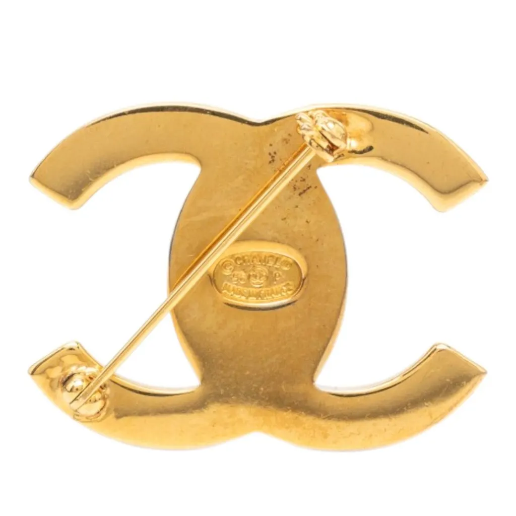 Chanel CC Gold Plated Turnlock Pin Brooch Gold Metal Very good - Back View