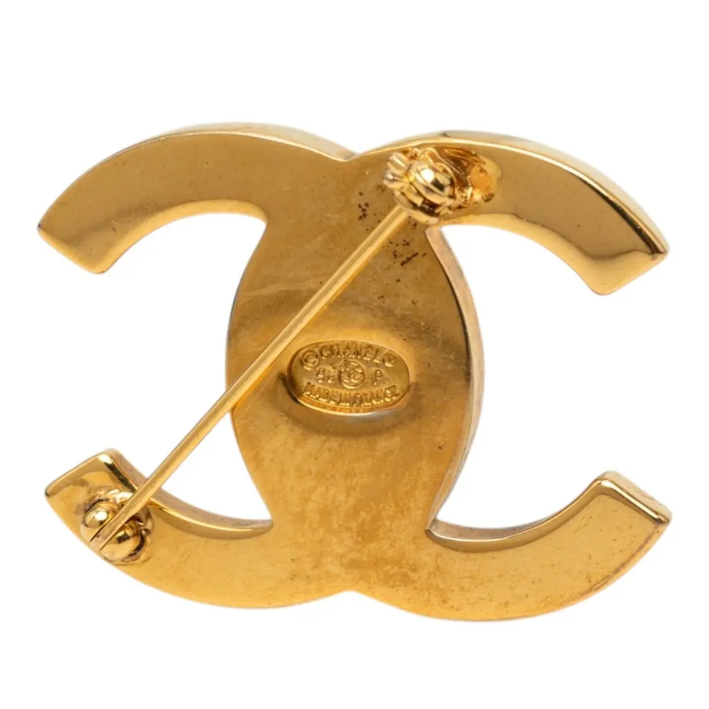 Chanel CC Gold Plated Turnlock Pin Brooch Gold Metal Very good - Inside View