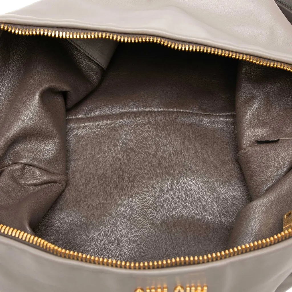 Miu Miu Soft Calf Cloud Hobo Brown Leather Good - Model View