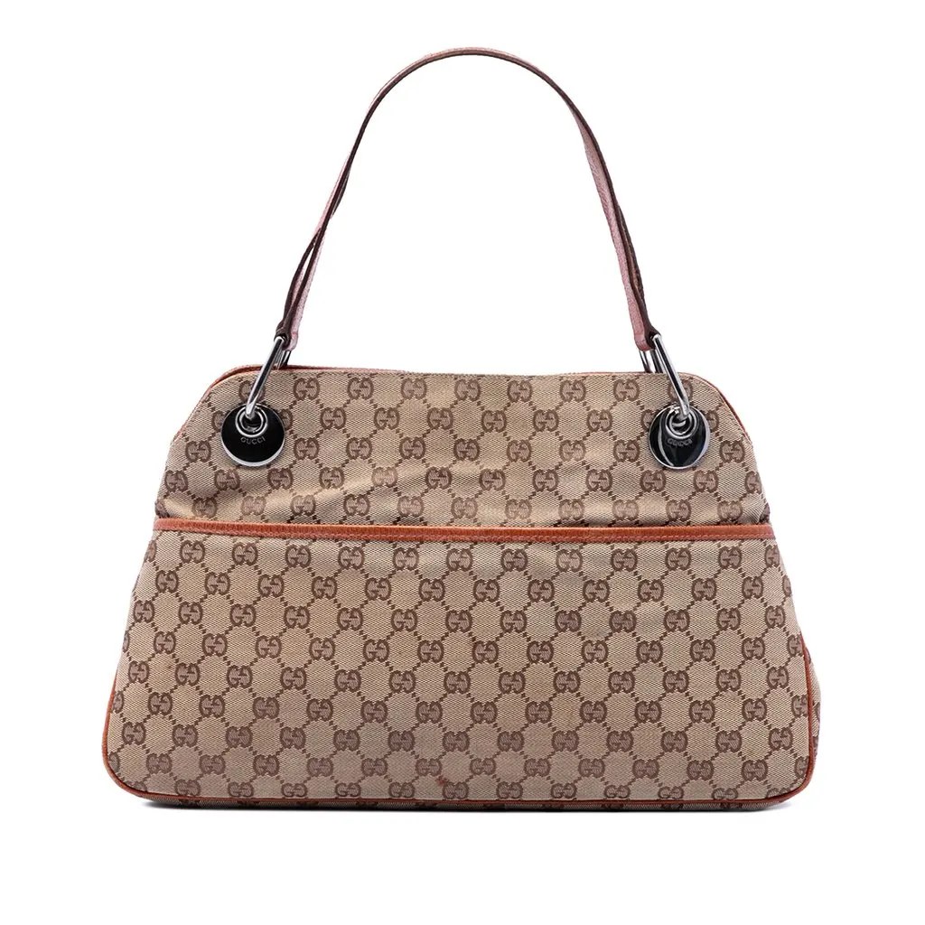 Gucci GG Canvas Eclipse Shoulder Bag Beige Very good - Front View