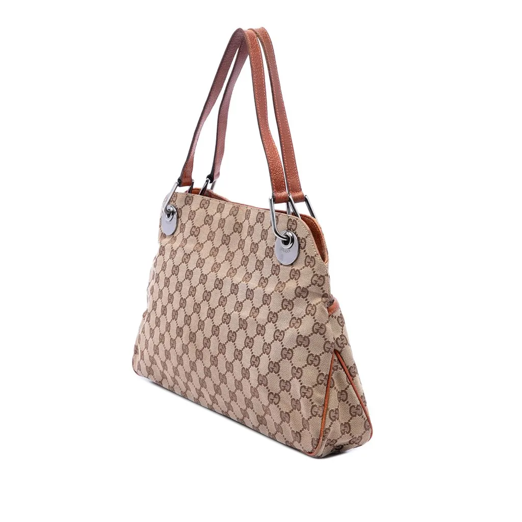 Gucci GG Canvas Eclipse Shoulder Bag Beige Very good - Back View