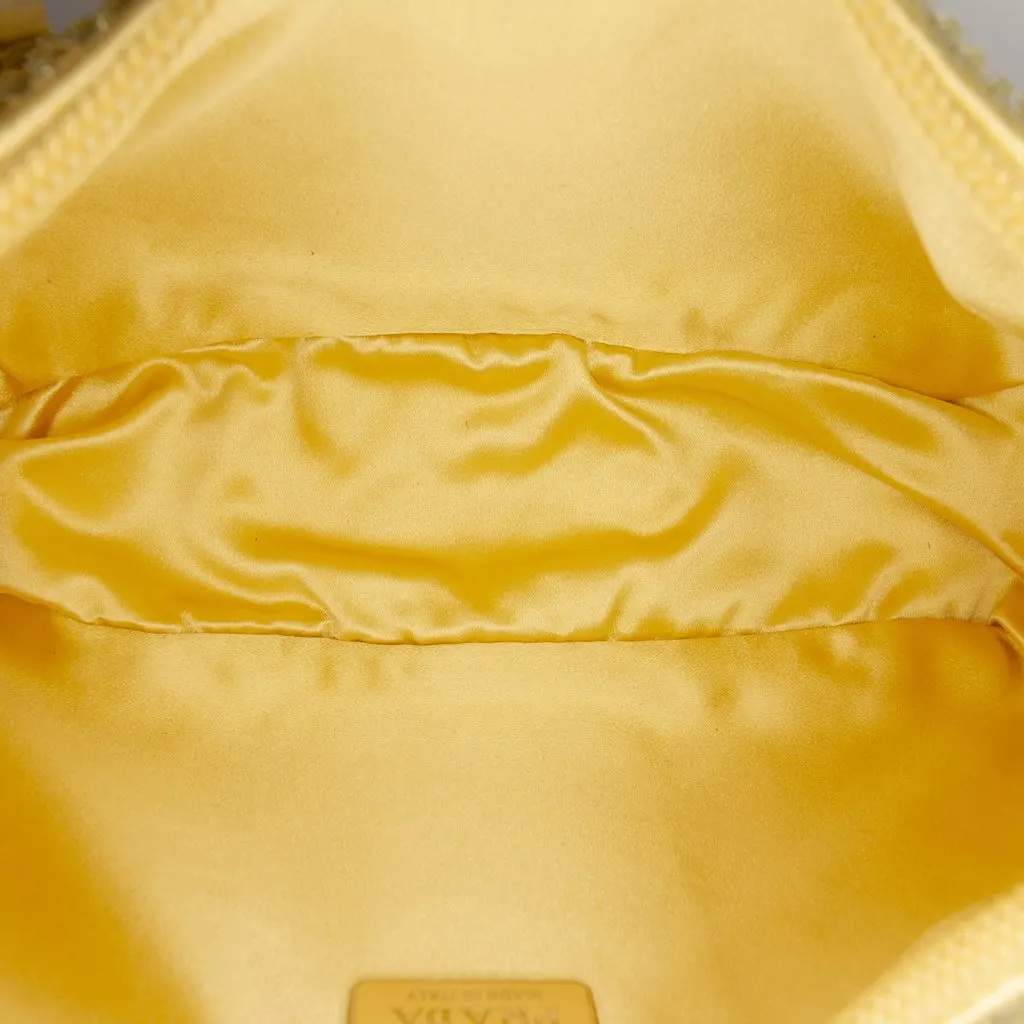 Prada Mini Satin Crystal Re Edition 2000 Shoulder Bag Yellow Never worn - Model View