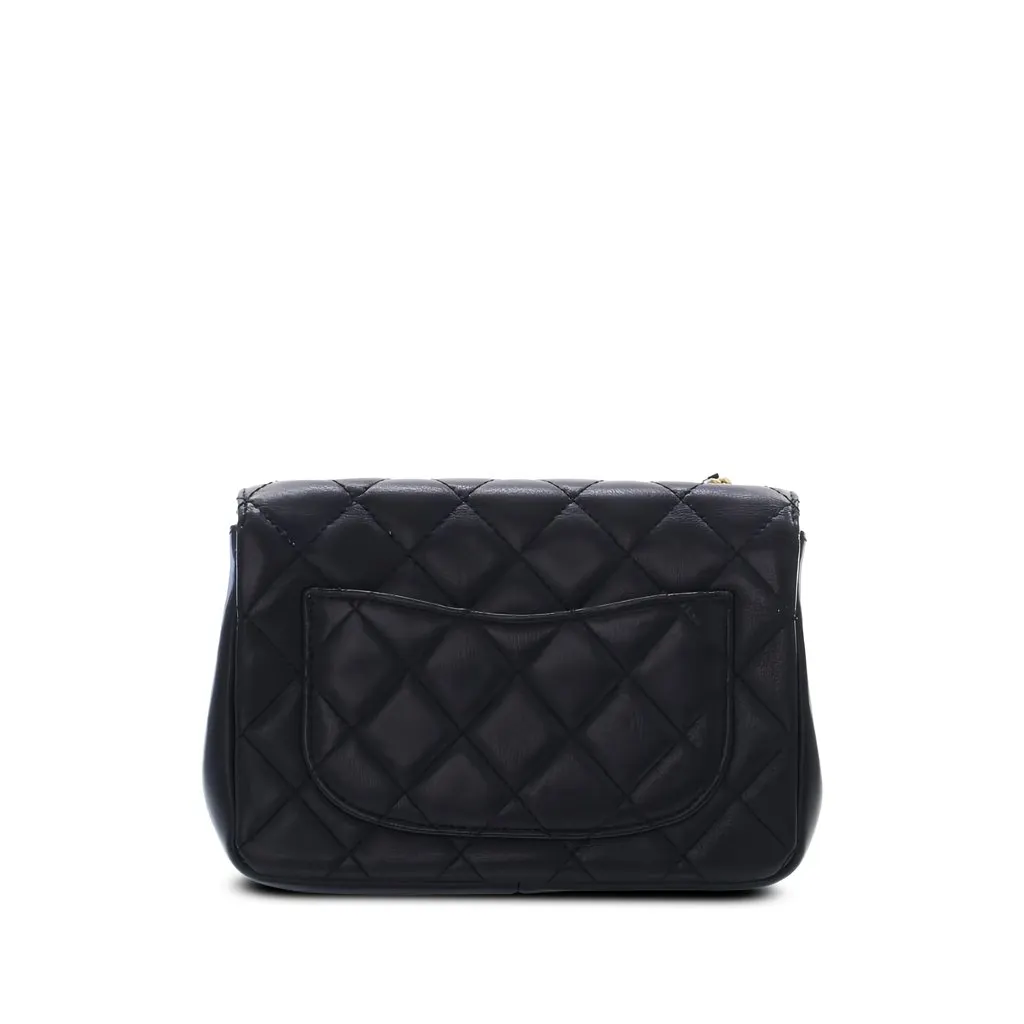 Chanel Small Quilted Lambskin Private Affair Camellia Flap Black Leather Very good - Back View