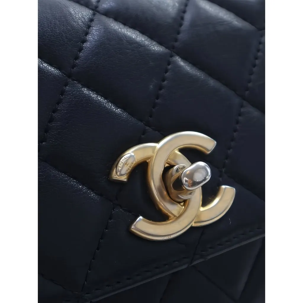 Chanel Small Quilted Lambskin Private Affair Camellia Flap Black Leather Very good - Model View