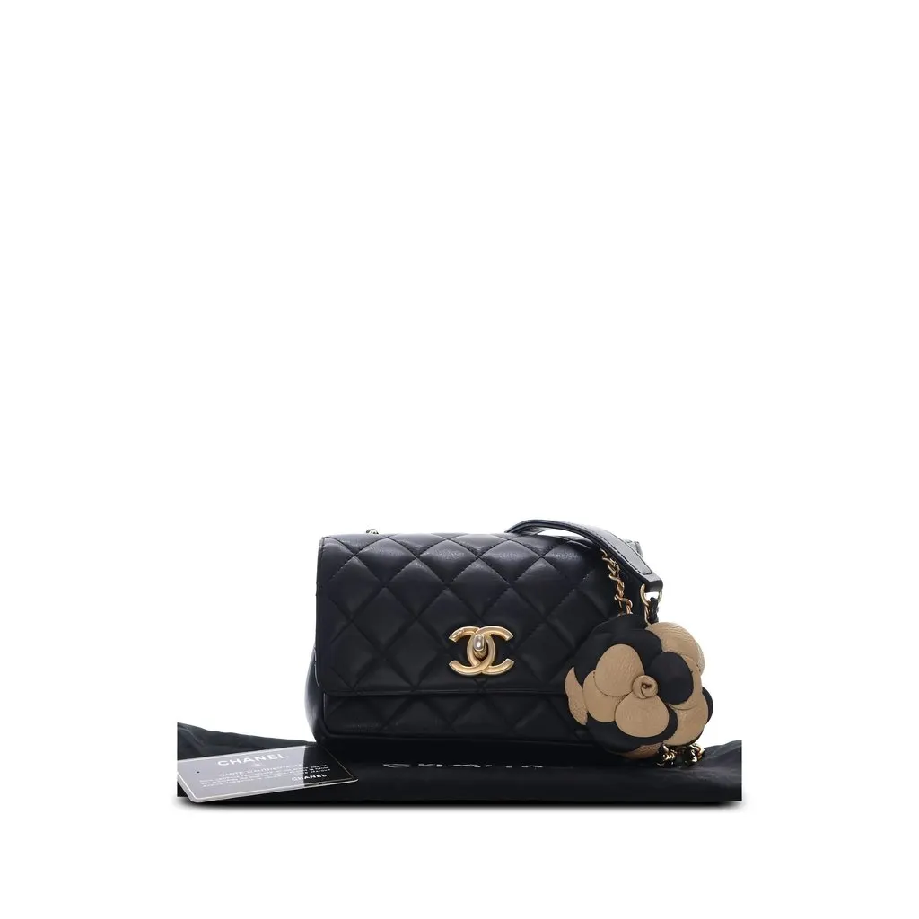 Chanel Small Quilted Lambskin Private Affair Camellia Flap Black Leather Very good - Box View