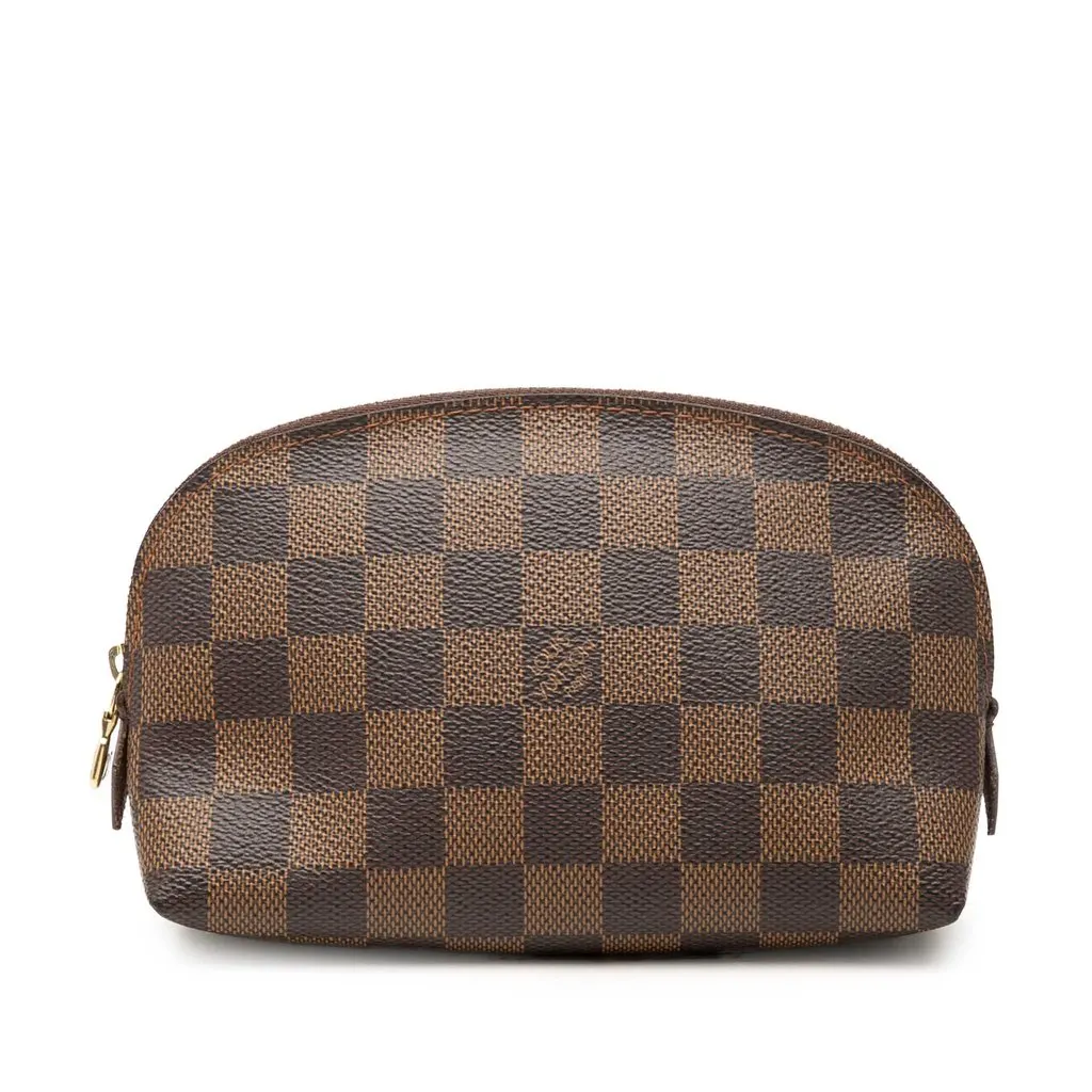 Louis Vuitton Damier Ebene Cosmetic Pouch PM Brown Very good - Front View