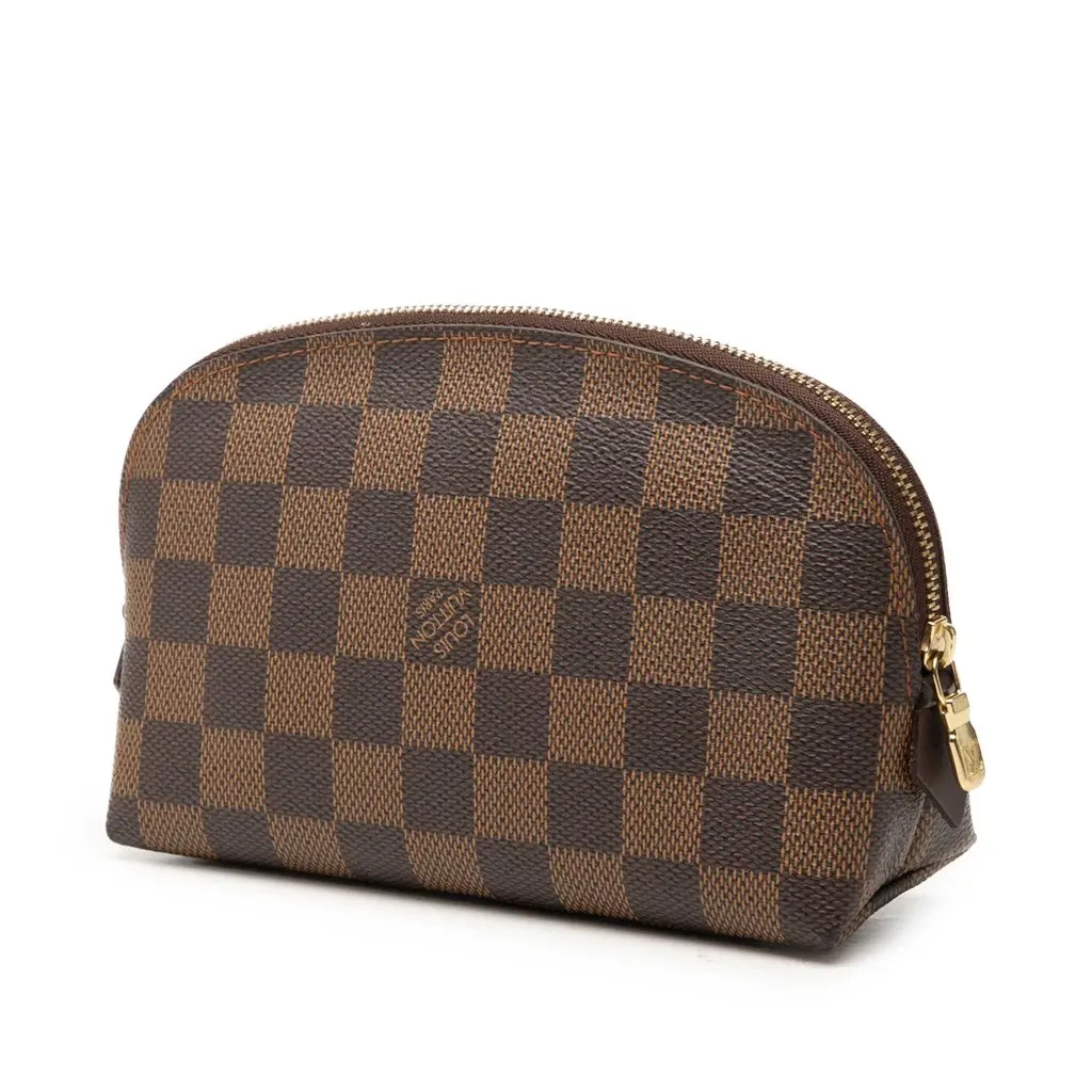 Louis Vuitton Damier Ebene Cosmetic Pouch PM Brown Very good - Back View