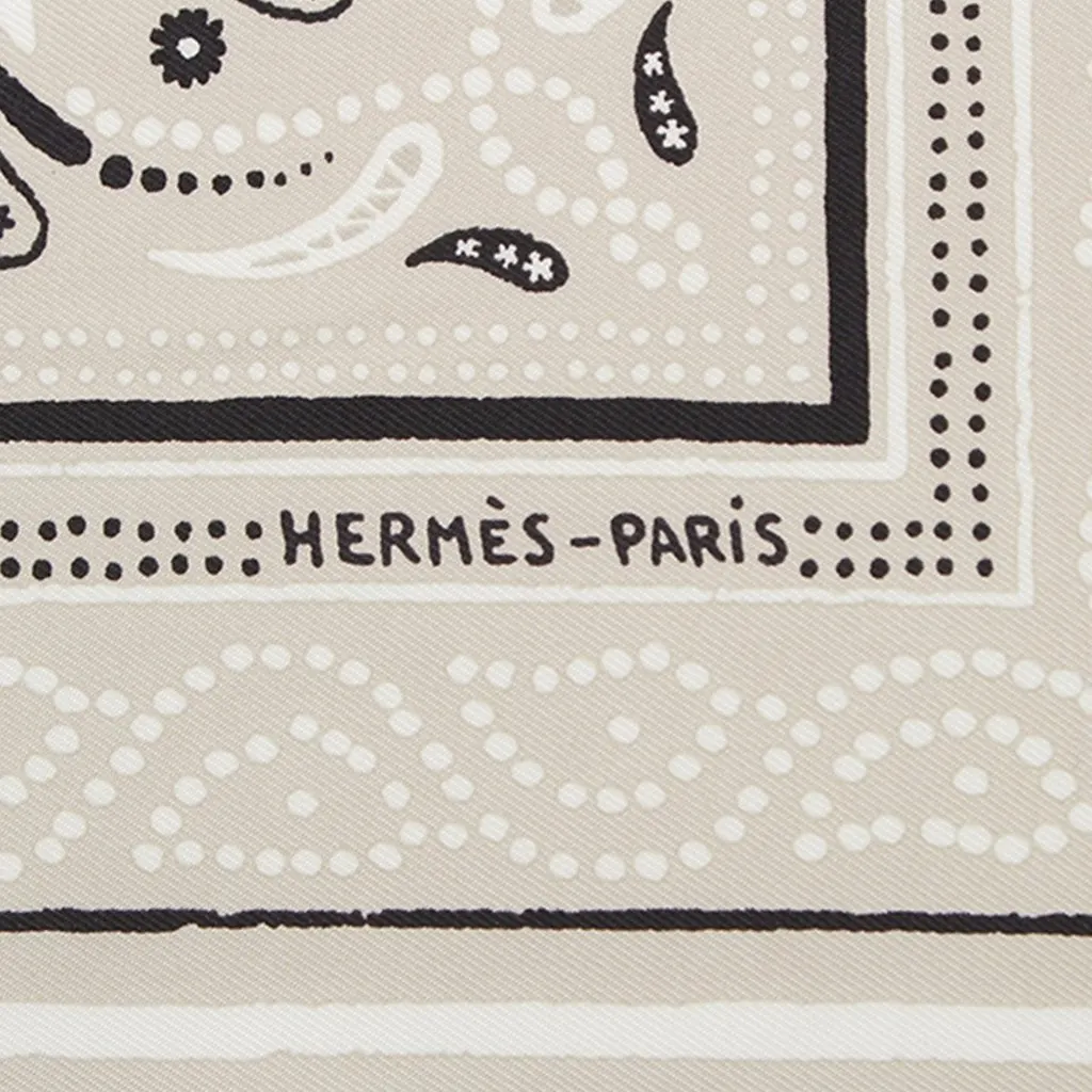 Hermès Les Tortues Silk Bandana 55 Brown Never worn - Back View