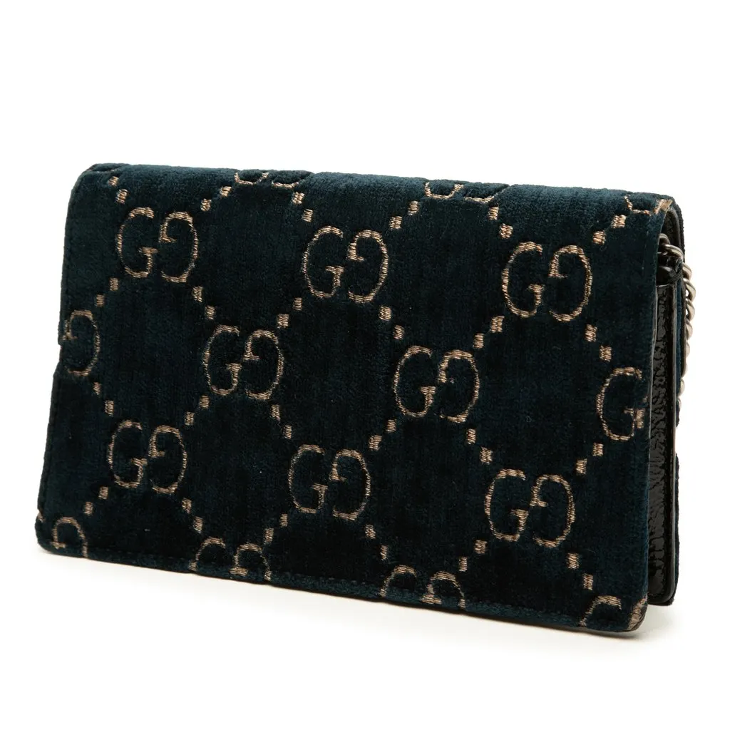 Gucci Mini GG Velvet Dionysus Crossbody Blue Velvet Very good - Back View