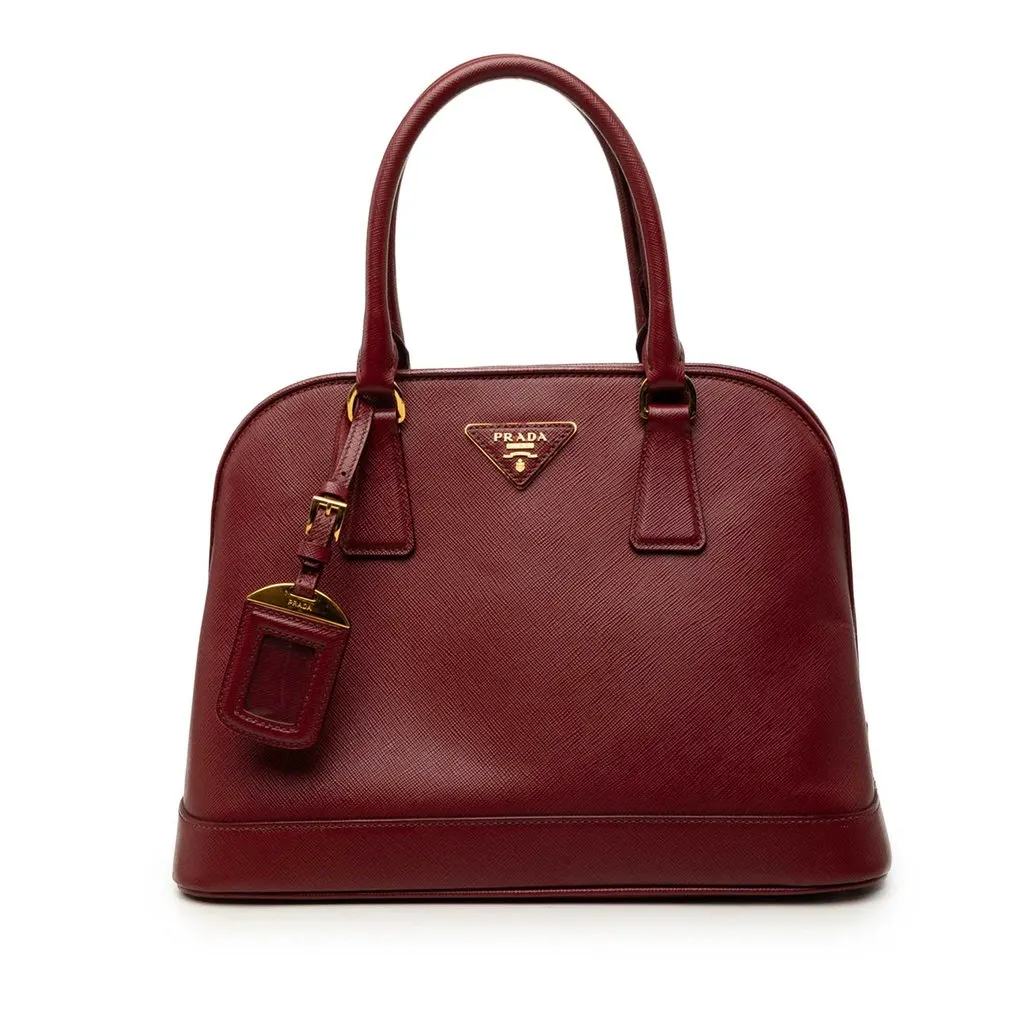 Prada Medium Saffiano Lux Open Promenade Satchel Red Leather Very good - Front View