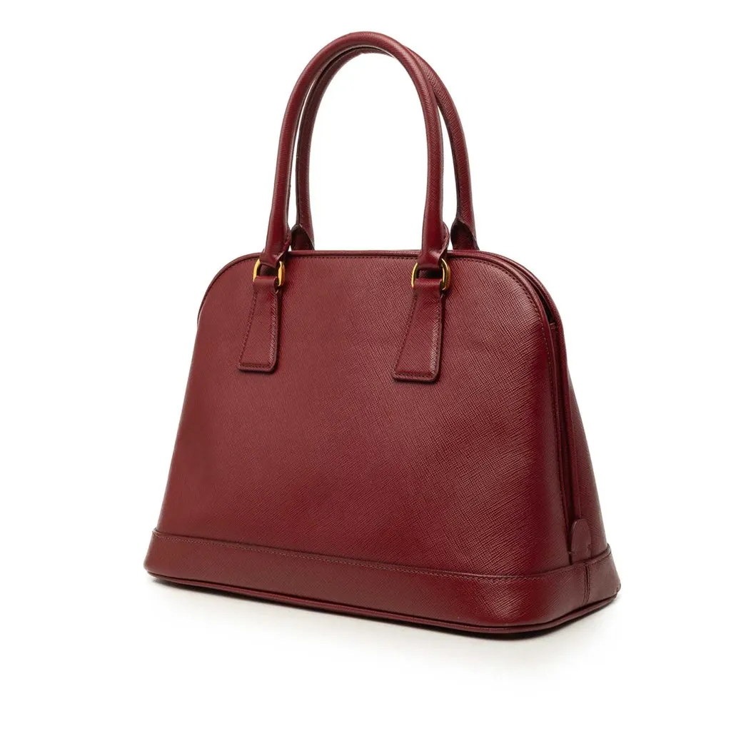 Prada Medium Saffiano Lux Open Promenade Satchel Red Leather Very good - Back View
