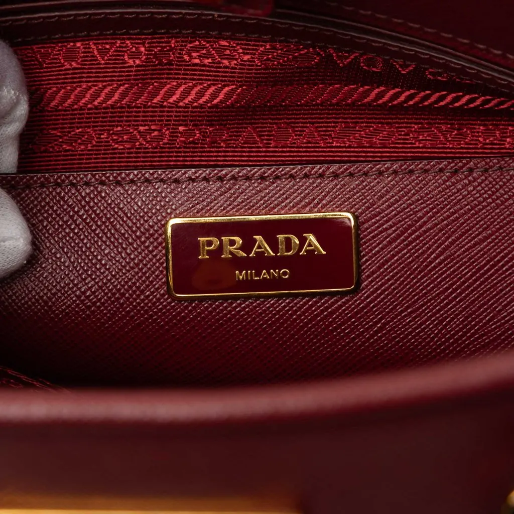 Prada Medium Saffiano Lux Open Promenade Satchel Red Leather Very good - Box View