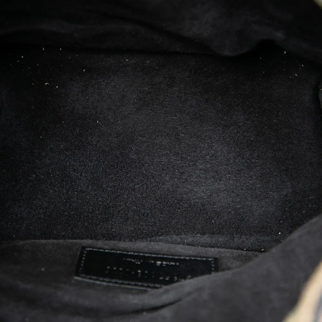 Saint Laurent Small Camouflage Print Suede Emmanuelle Fringe Bucket Bag Brown Leather Very good - Model View