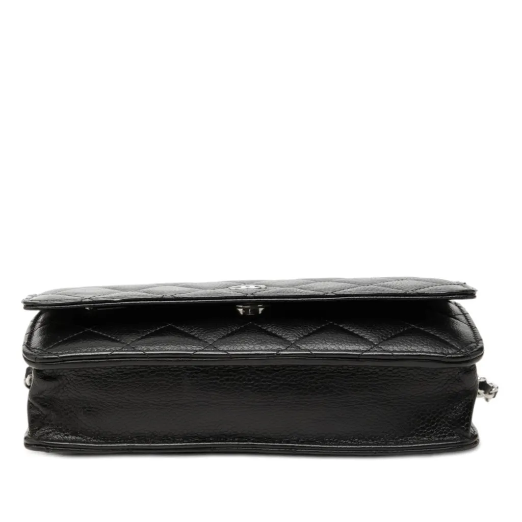 Chanel CC Quilted Caviar Wallet on Chain Black Leather Very good - Inside View