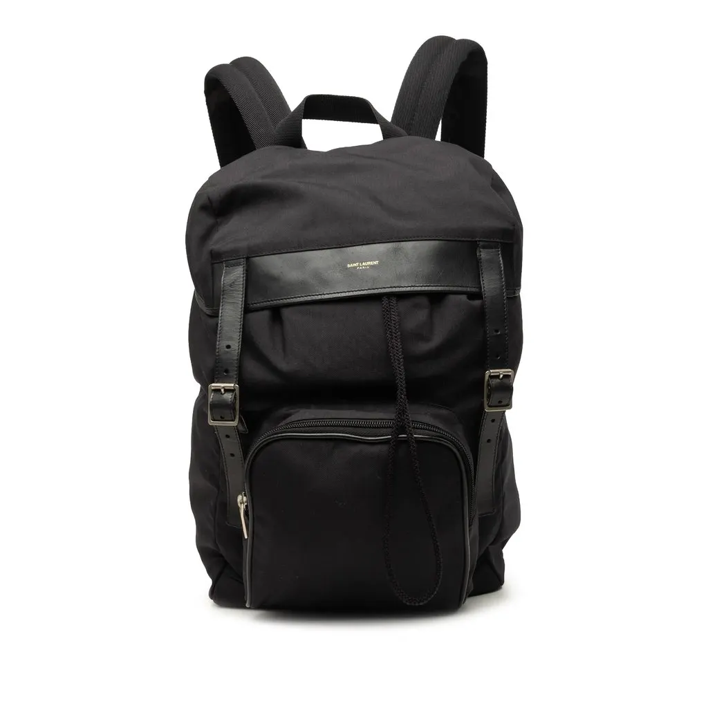 Saint Laurent Canvas Monogram Utilitarian Hunting Backpack Black Very good - Front View