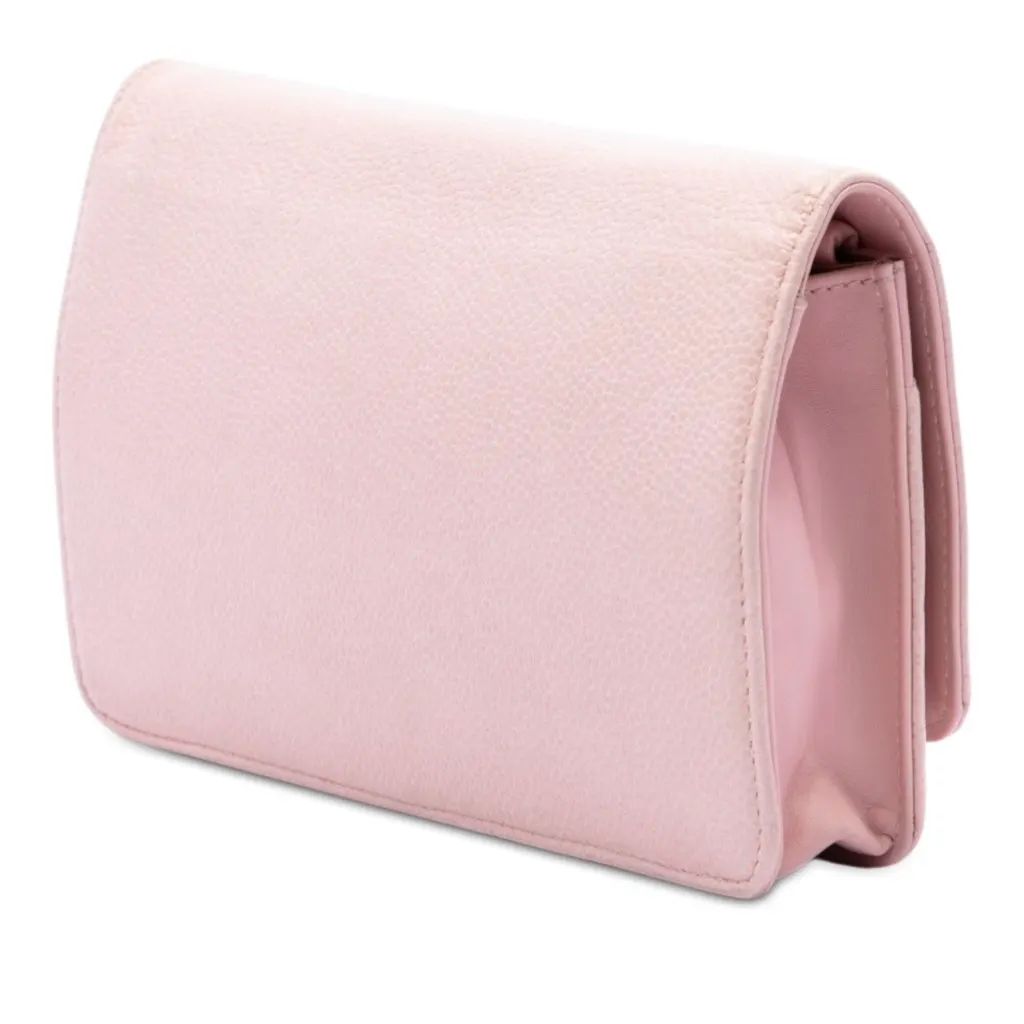 Chanel CC Caviar Wallet On Chain Pink Leather Very good - Back View