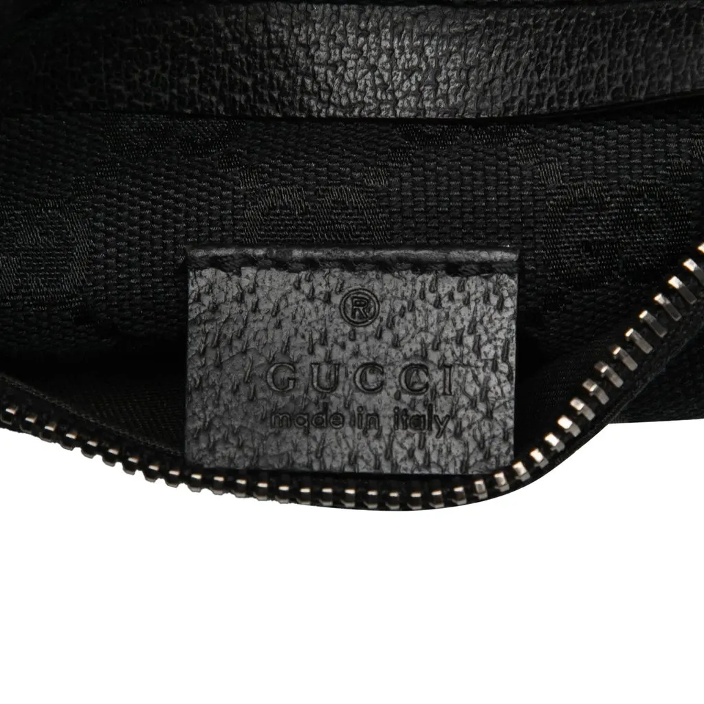 Gucci GG Canvas Double Pocket Belt Bag Black Canvas Good - Box View