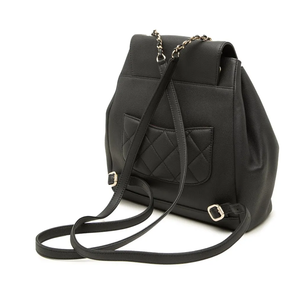 Chanel Caviar Business Affinity Backpack Black Leather Good - Back View