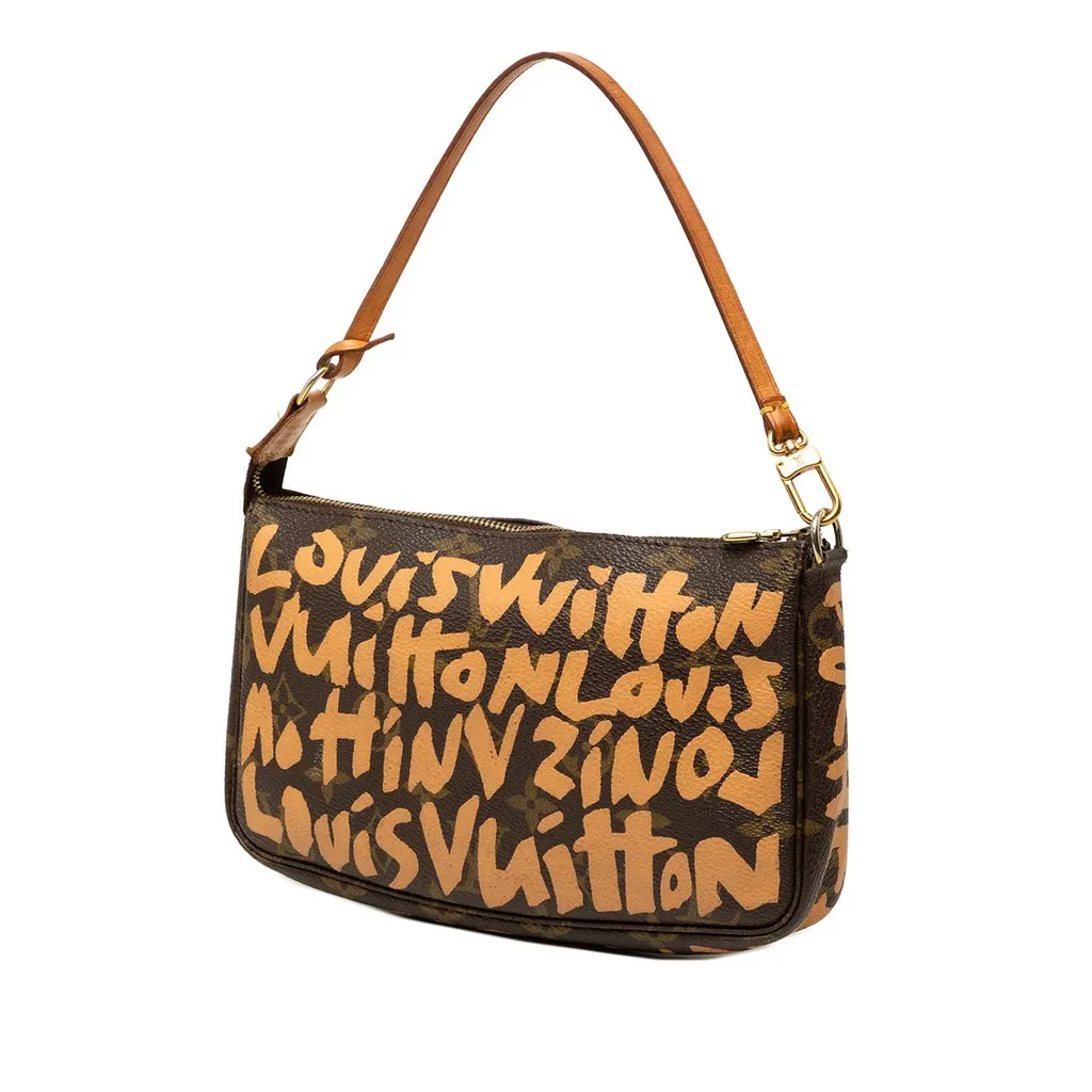 Louis Vuitton Stephen Sprouse Monogram Graffiti Pochette Accessoires Brown Canvas Good - Back View