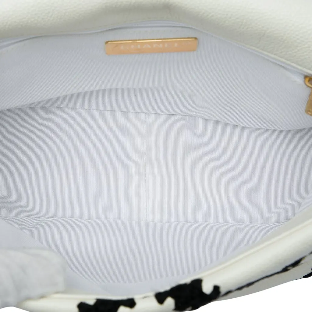 Chanel Medium Crochet Calfskin 19 Flap White Leather Very good - Model View