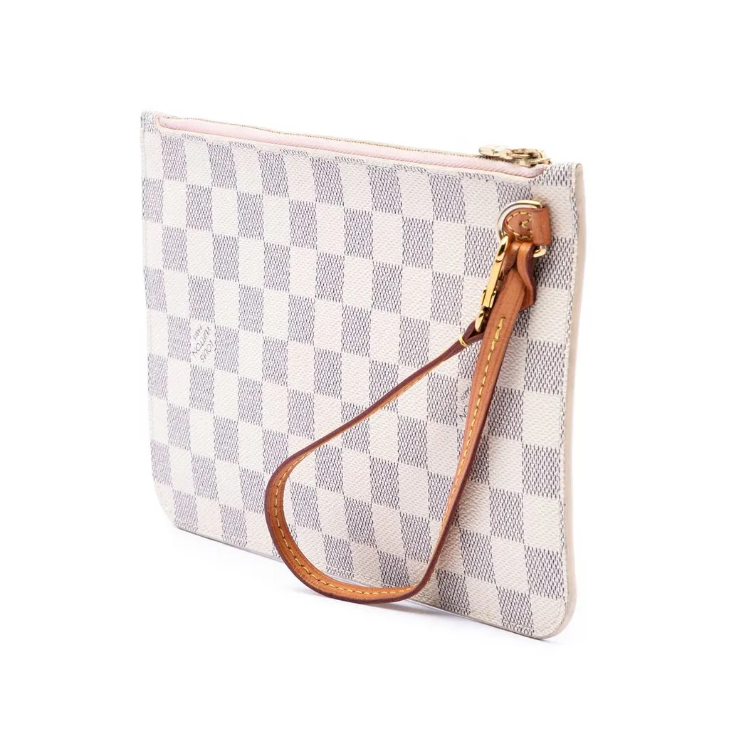 Louis Vuitton Damier Azur Neverfull MM Pouch White Canvas Very good - Back View
