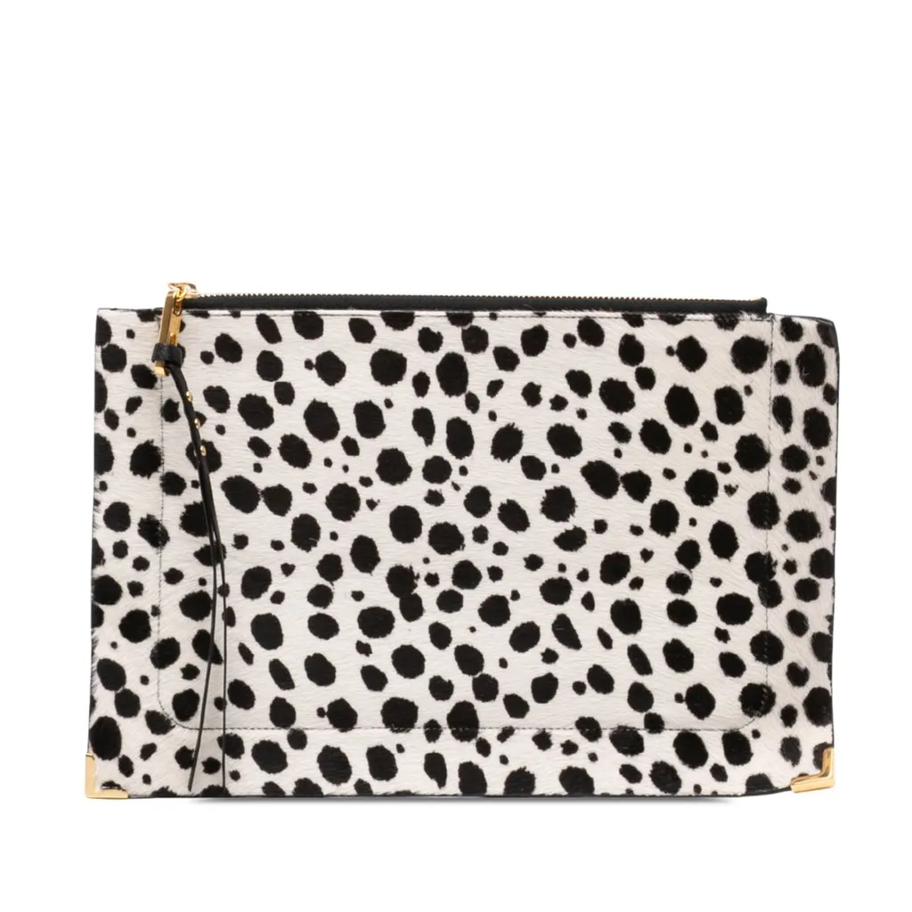 Chloé Ponyhair Dalmatian Print Clutch White Leather Good - Front View